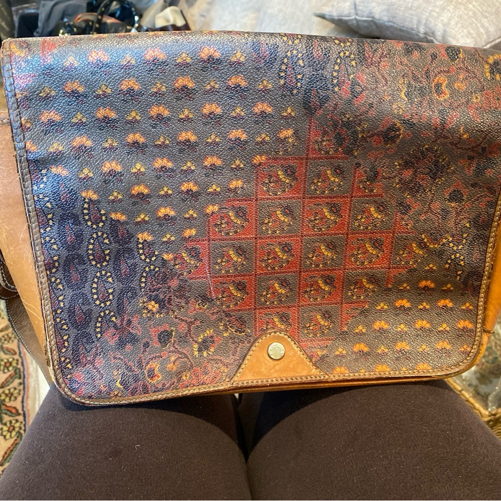 Escada Vintage Style Leather Bag with Mosaic Design